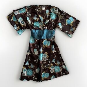 Jodi Kristopher Womens Y2K‎ Babydoll Forest Fairy Dress 7/8 Blue Brown Formal